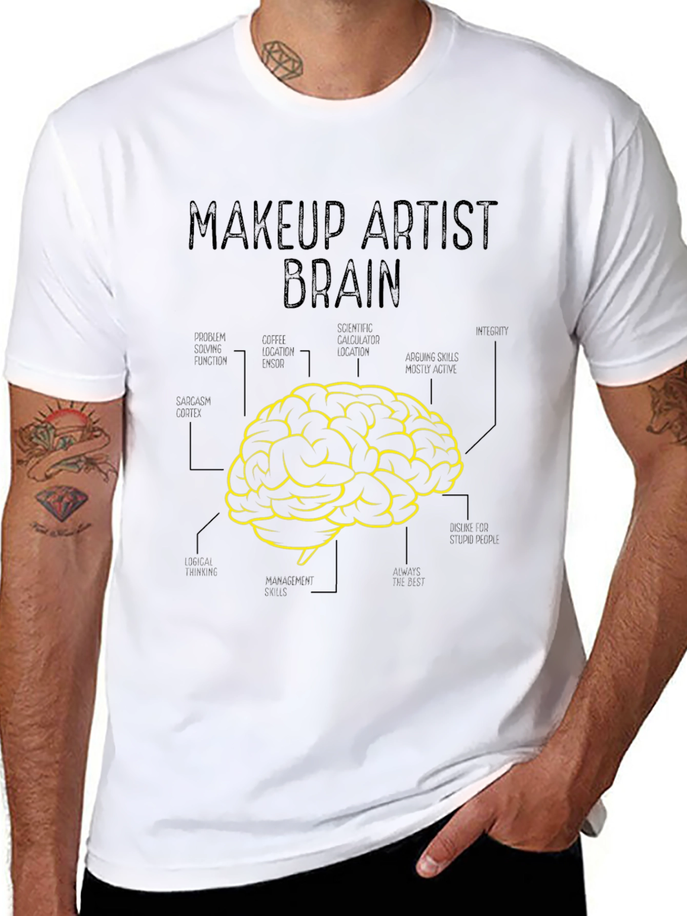 Camiseta Negra Cerebro Artista Maquillaje