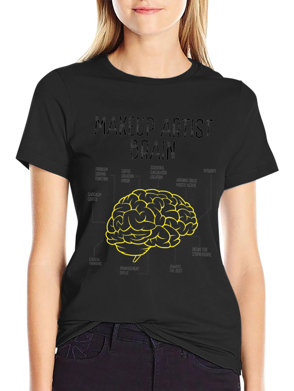 Camiseta Negra Cerebro Artista Maquillaje