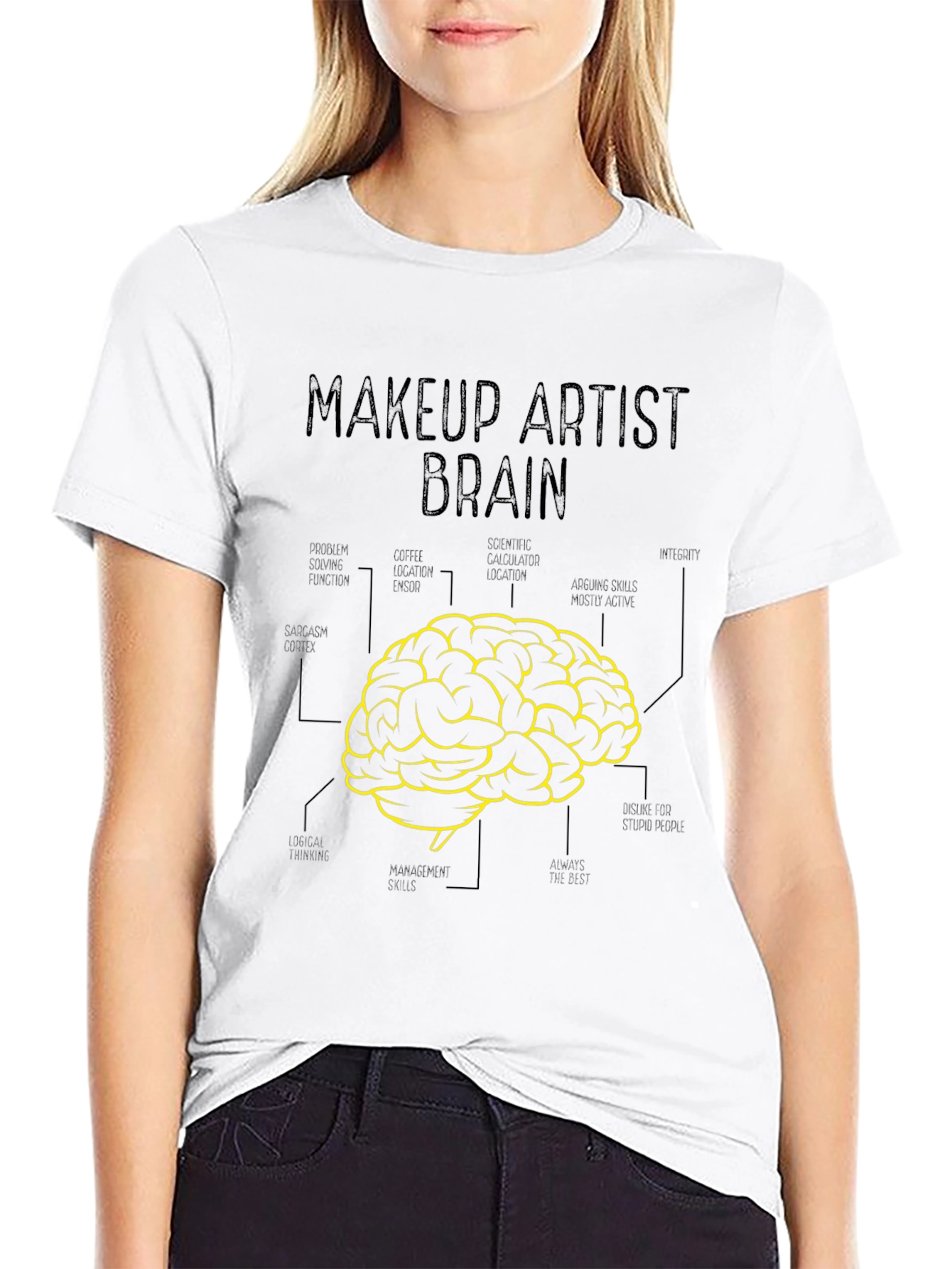 Camiseta Negra Cerebro Artista Maquillaje