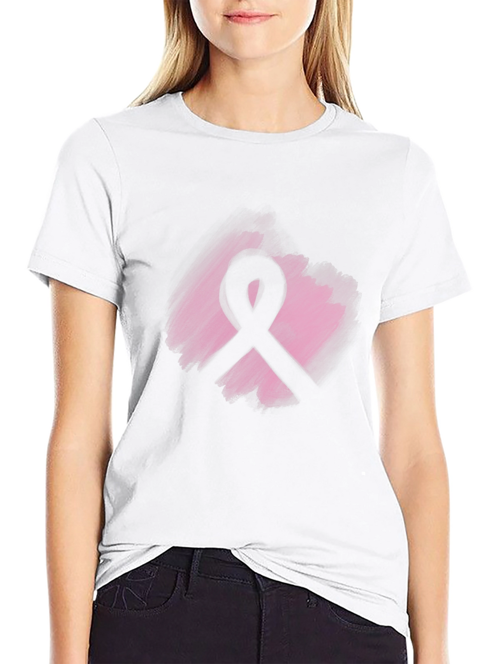 Camiseta Negra con Cinta Rosa Solidaria
