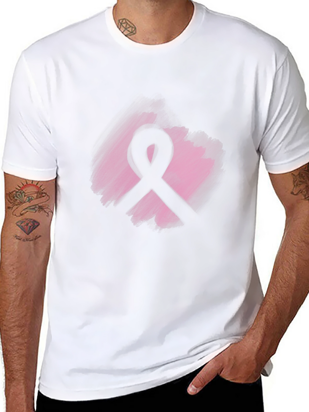 Camiseta Negra con Cinta Rosa Solidaria