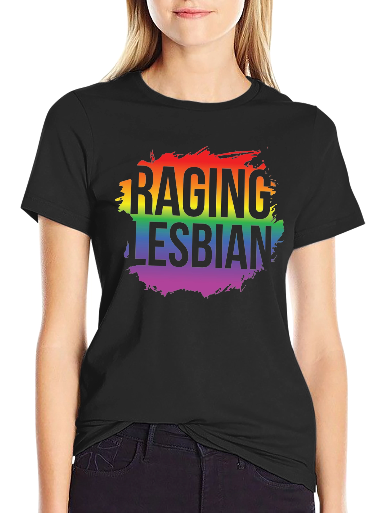 Camiseta LGBT Raging Lesbian Negra