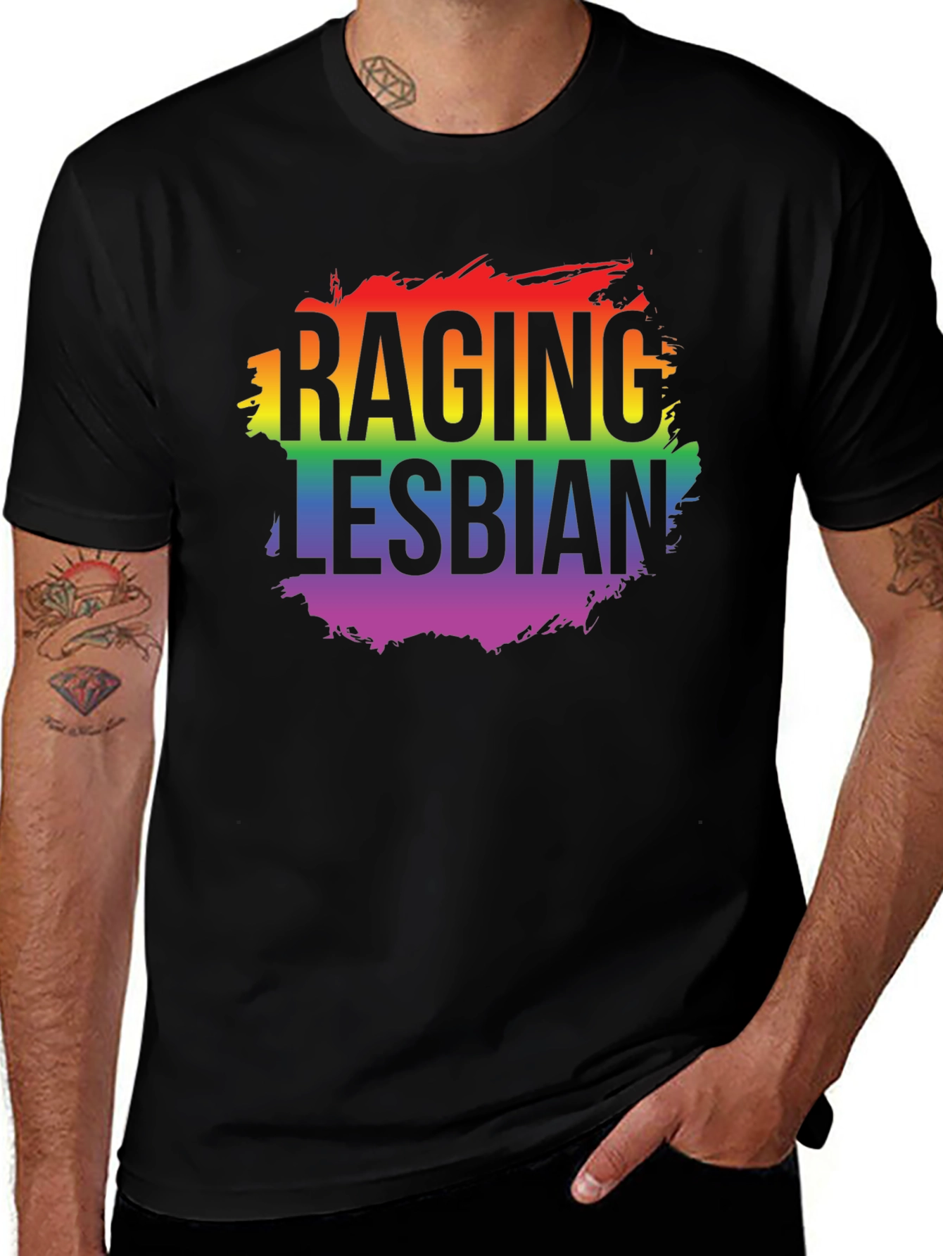 Camiseta LGBT Raging Lesbian Negra