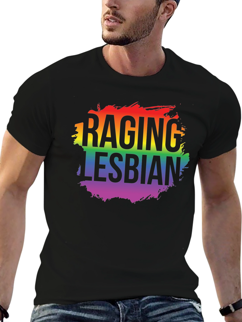 Camiseta LGBT Raging Lesbian Negra