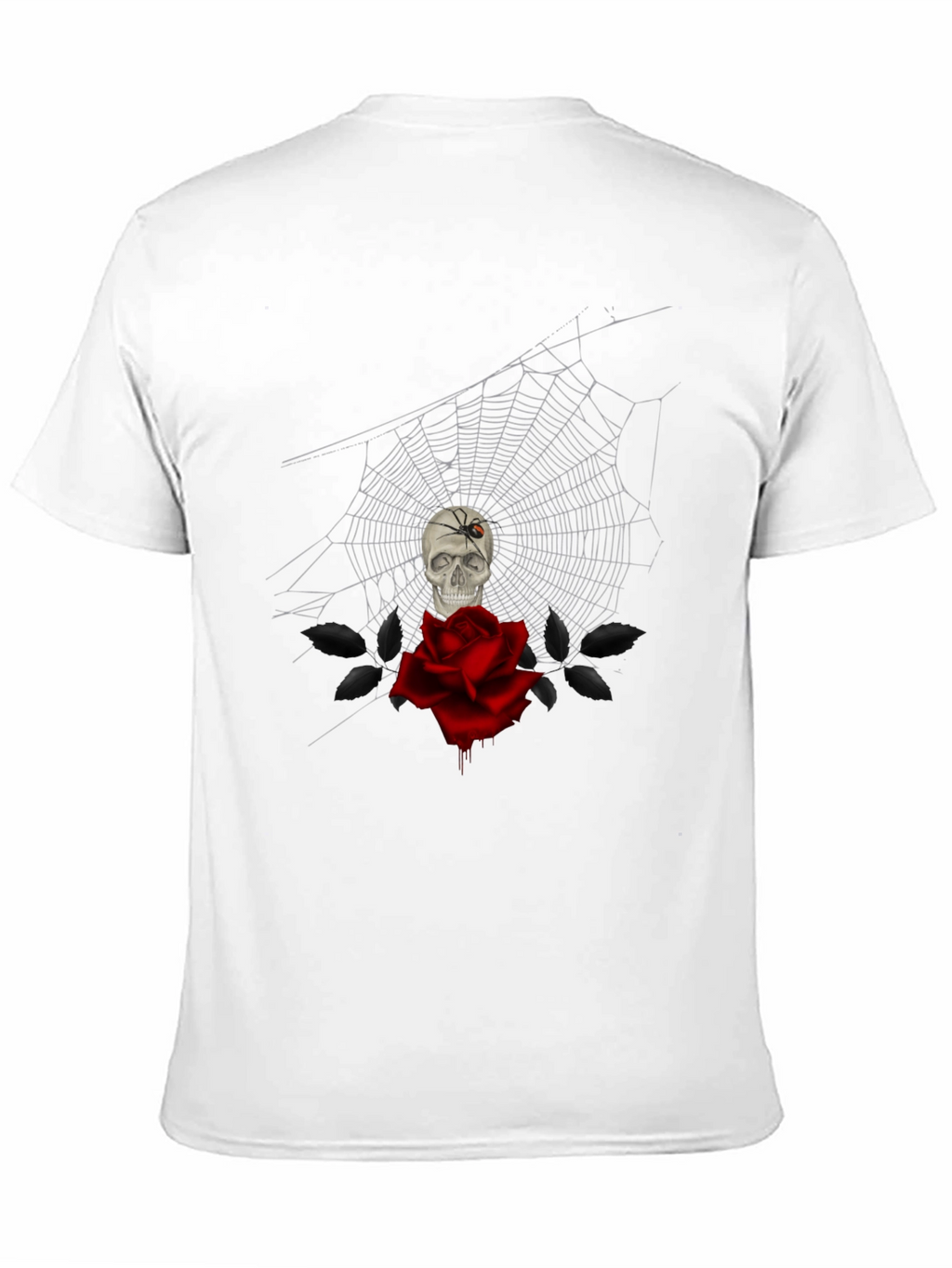 Camiseta Negra Calavera Rosa y Araña