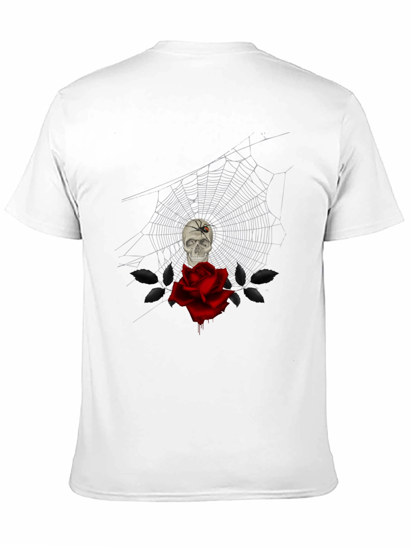 Camiseta Negra Calavera Rosa y Araña