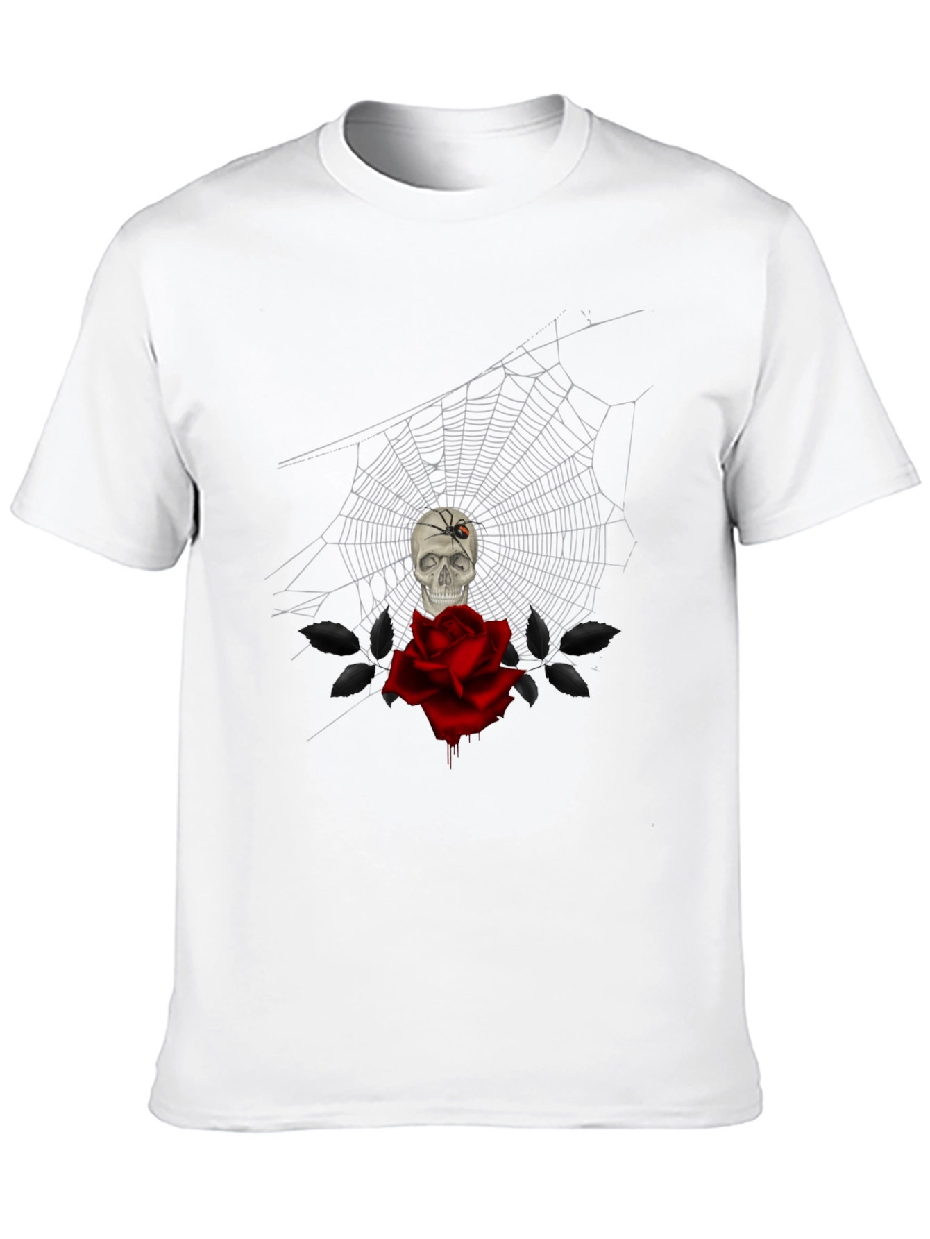 Camiseta Negra Calavera Rosa y Araña