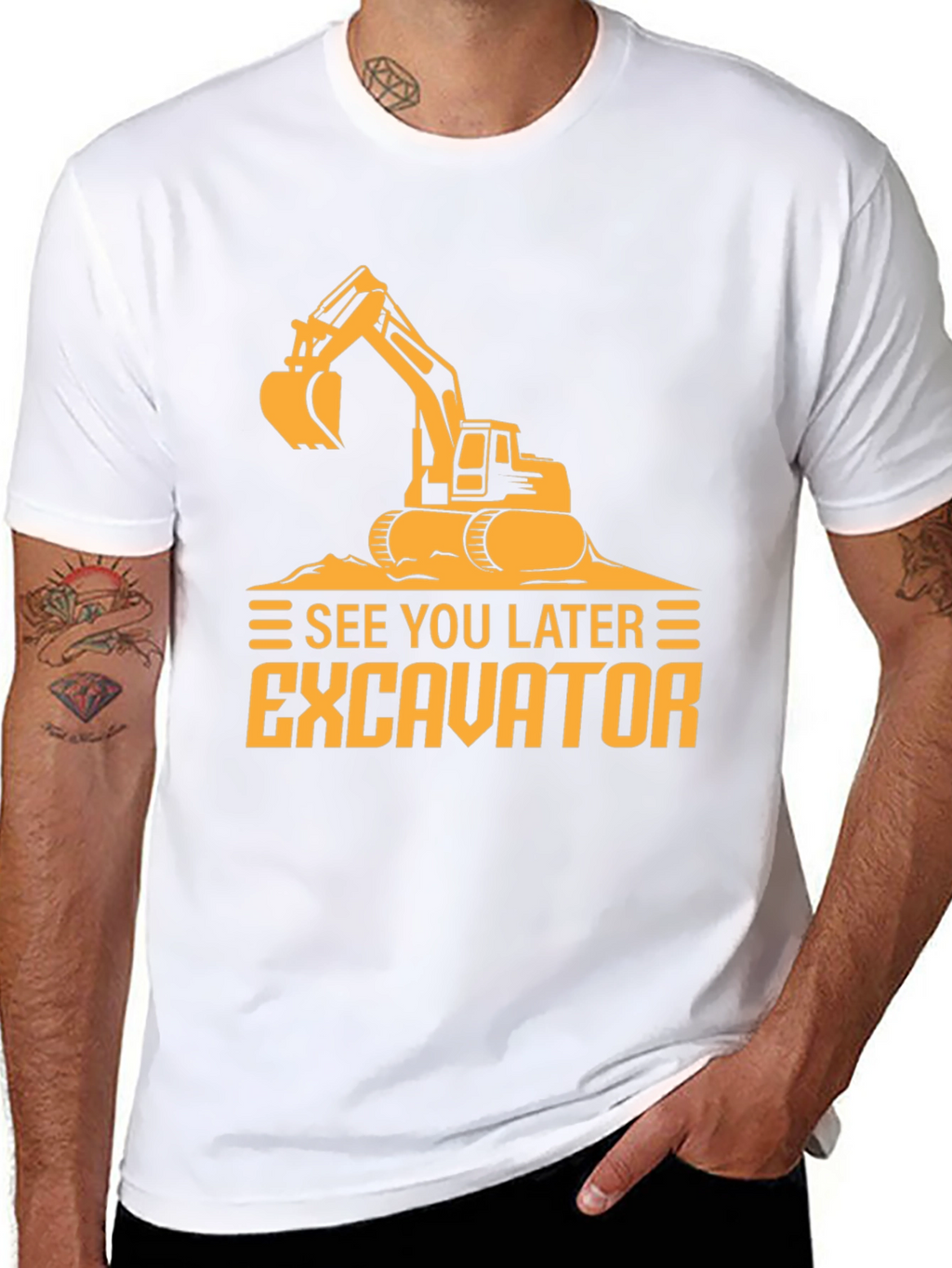 Camiseta Negra con Diseño de Excavadora