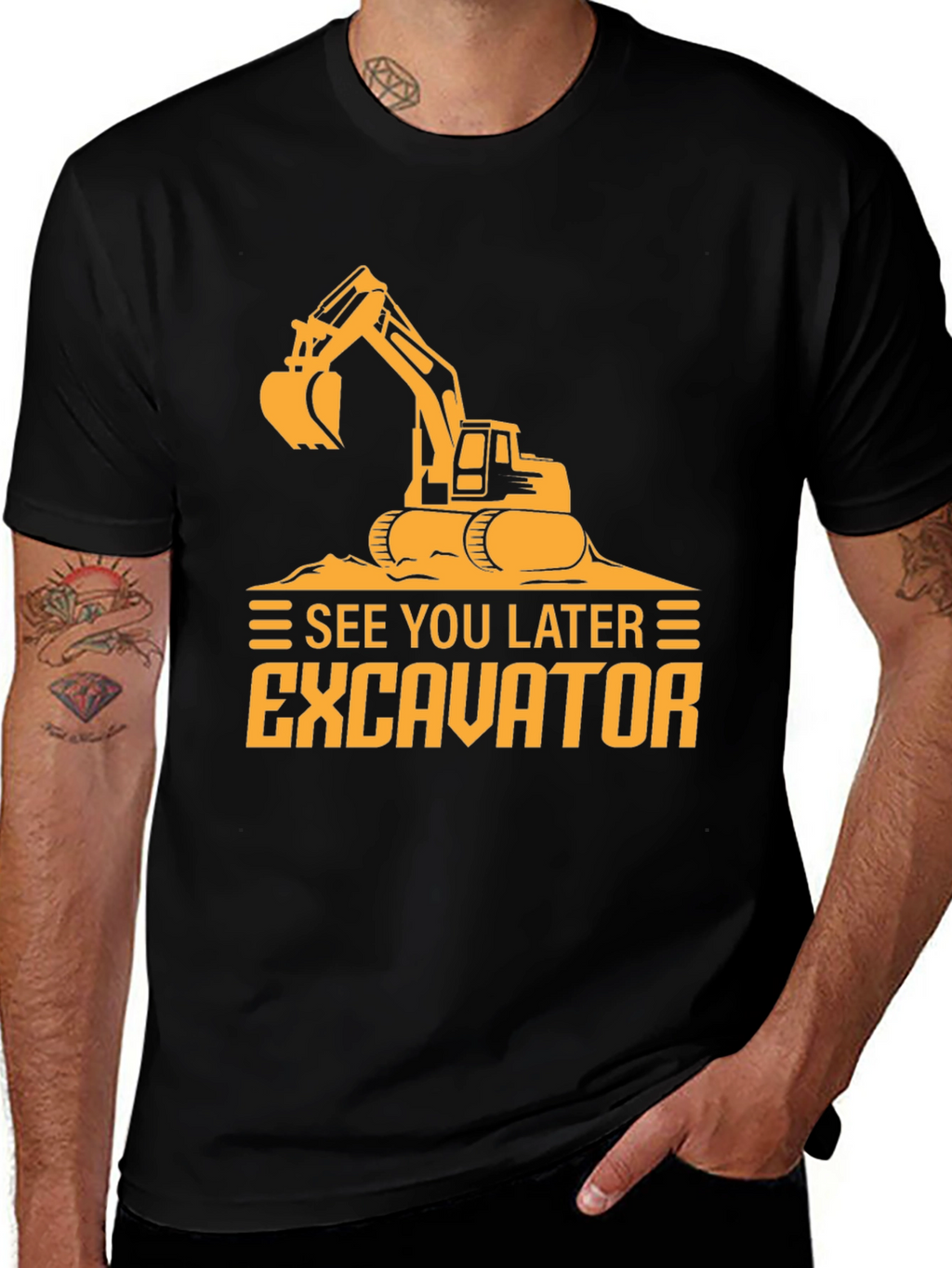 Camiseta Negra con Diseño de Excavadora