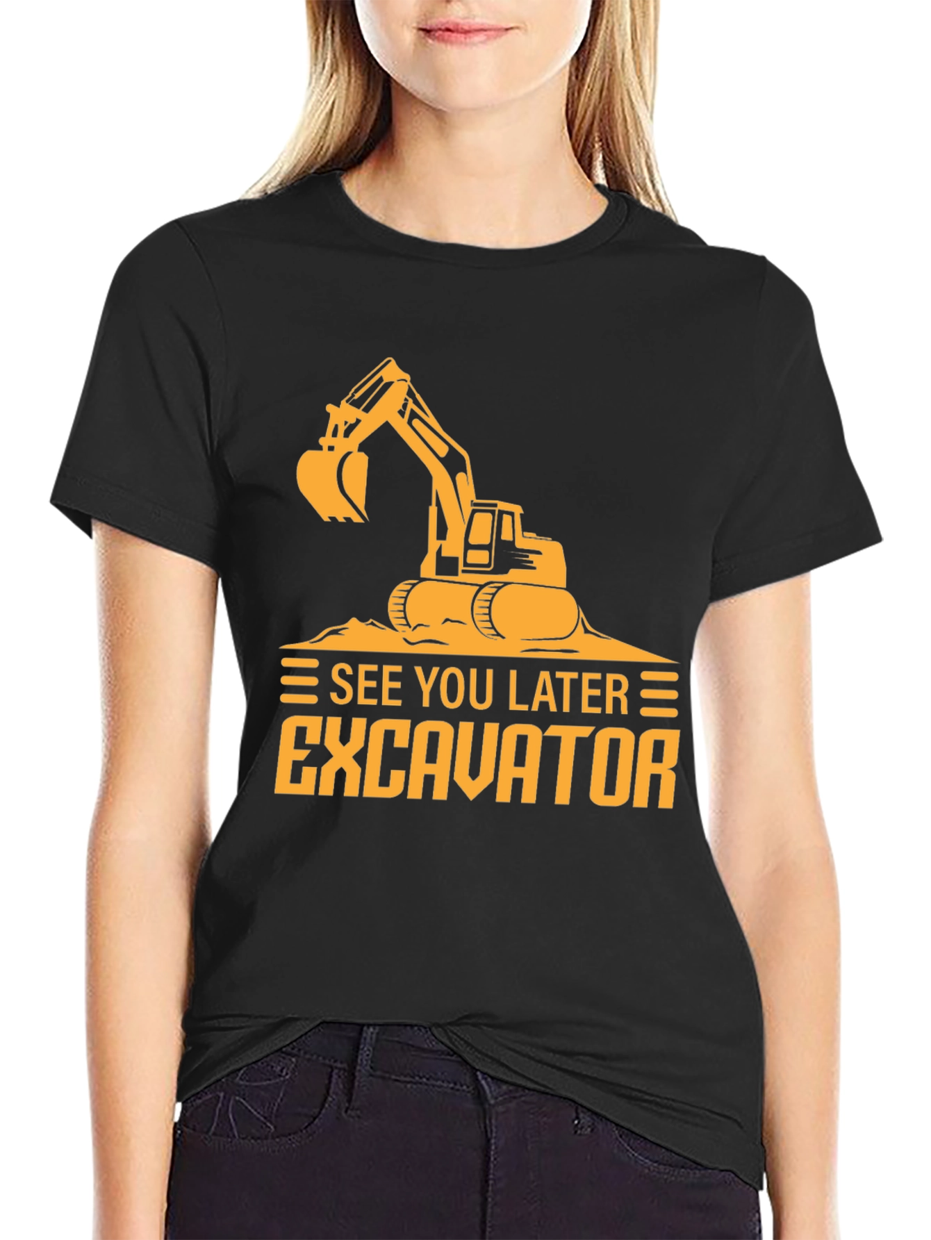 Camiseta Negra con Diseño de Excavadora