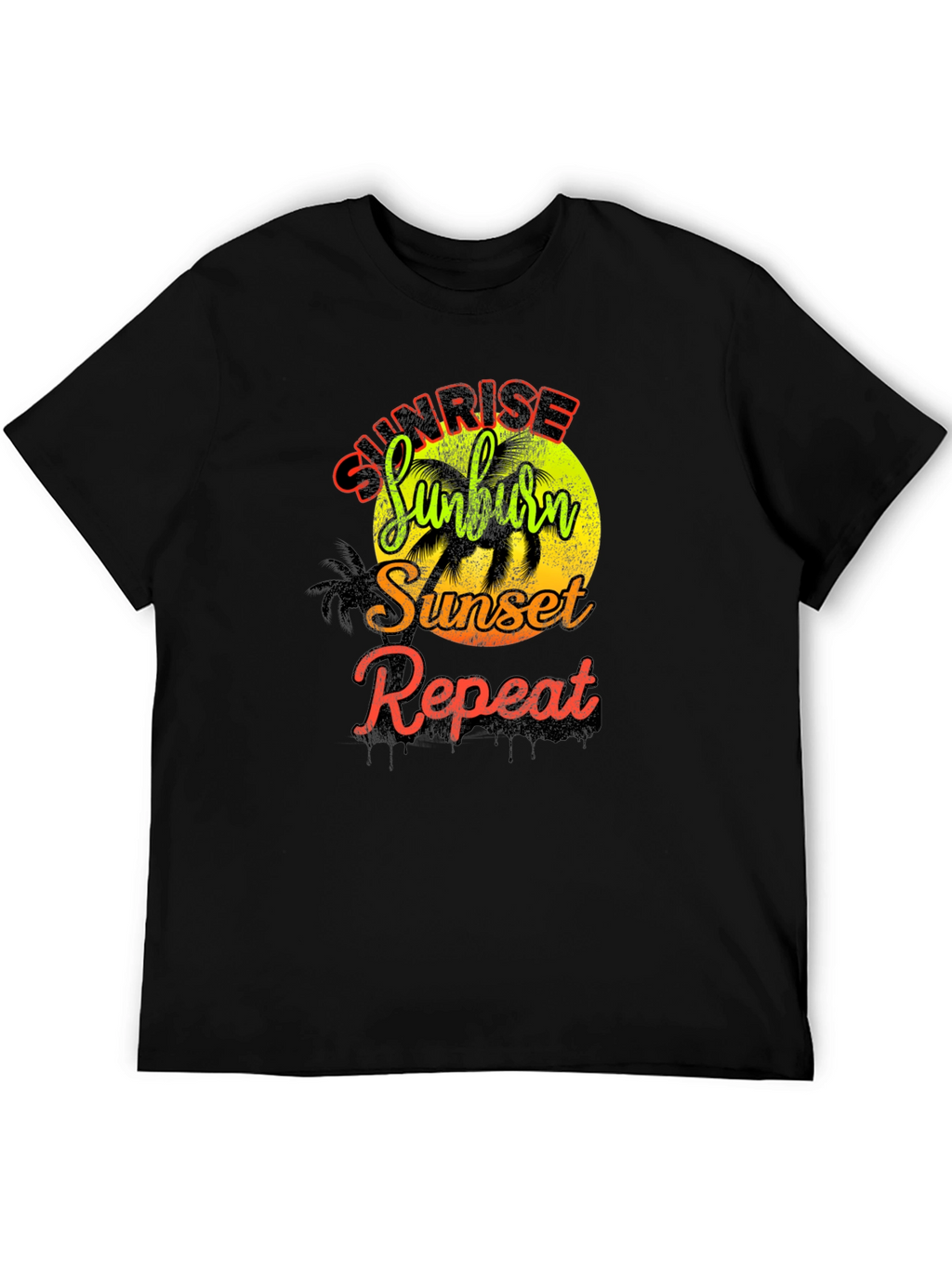 Camiseta Hombre Sunrise Sunburn Sunset Repeat Negra