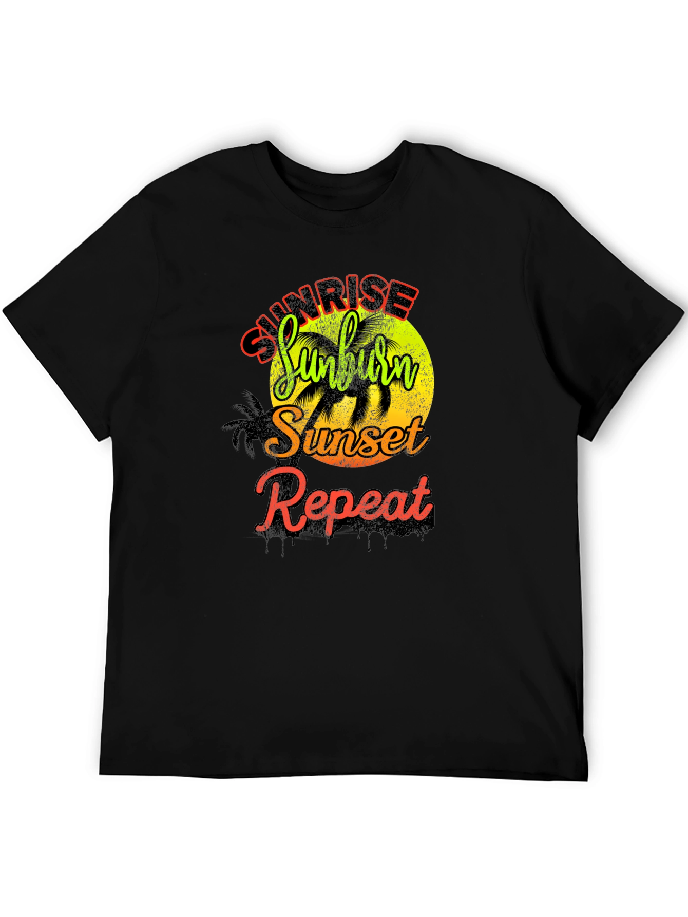 Camiseta Hombre Sunrise Sunburn Sunset Repeat Negra