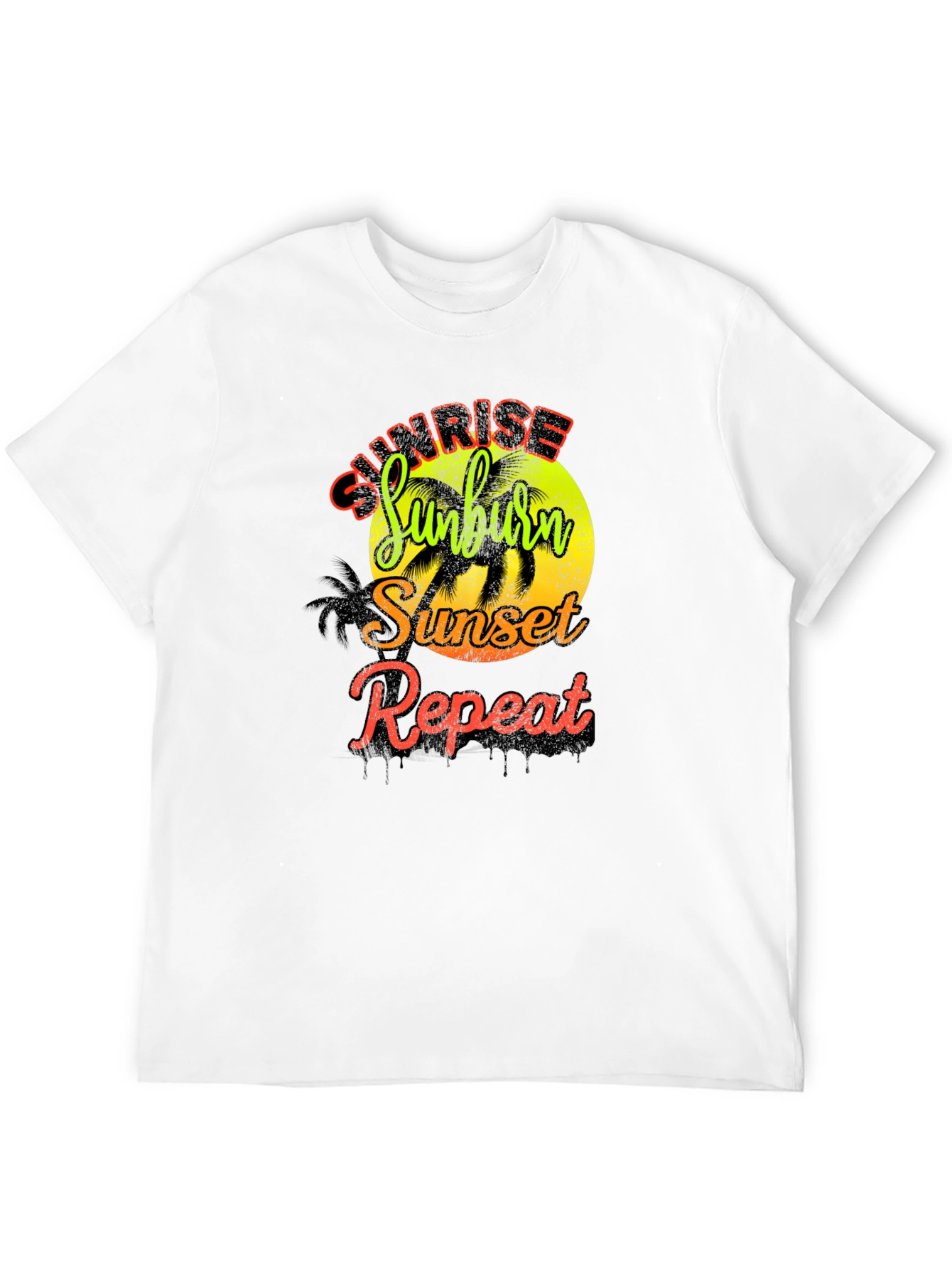 Camiseta Hombre Sunrise Sunburn Sunset Repeat Negra