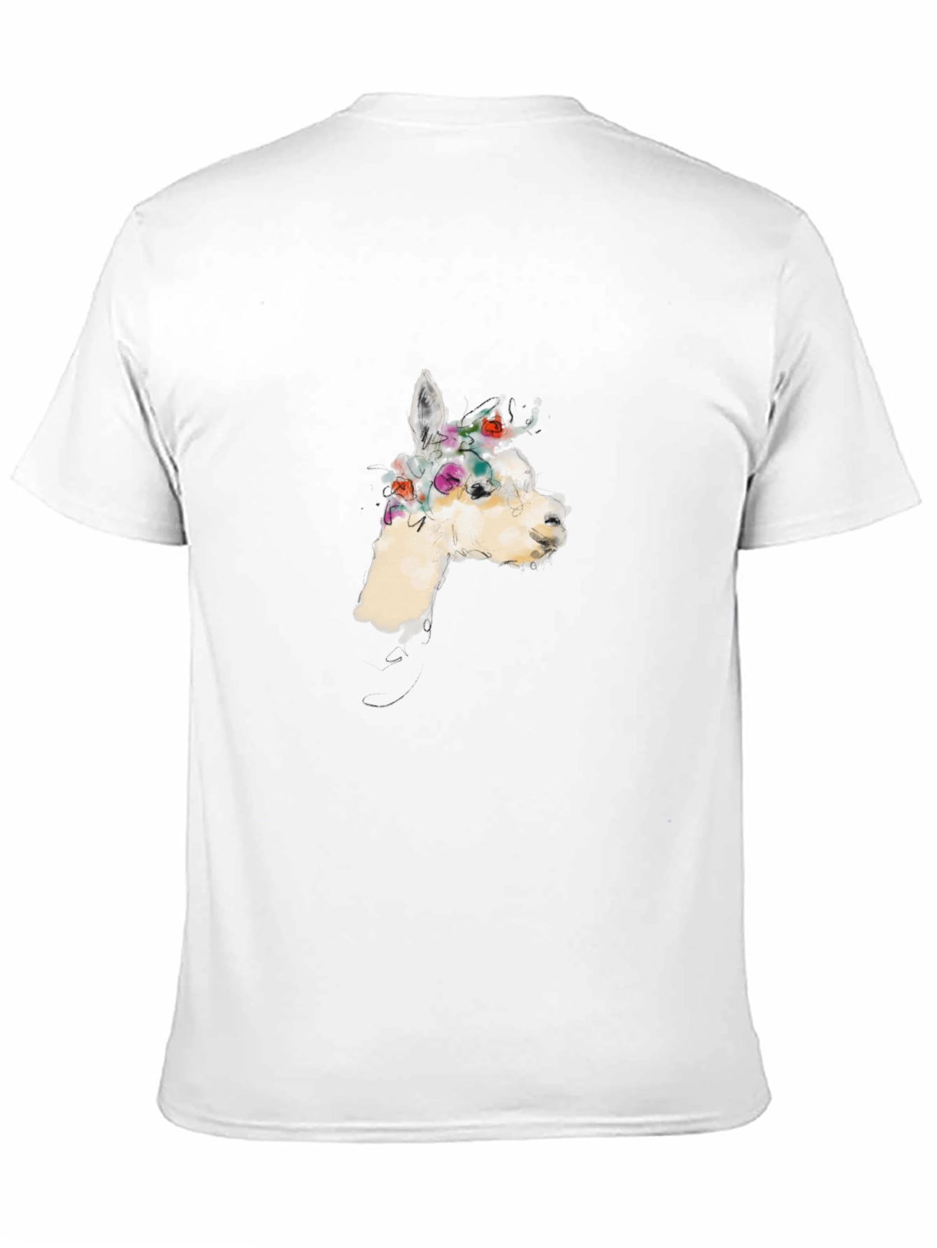 Camiseta Negra con Diseño de Alpaca Floral