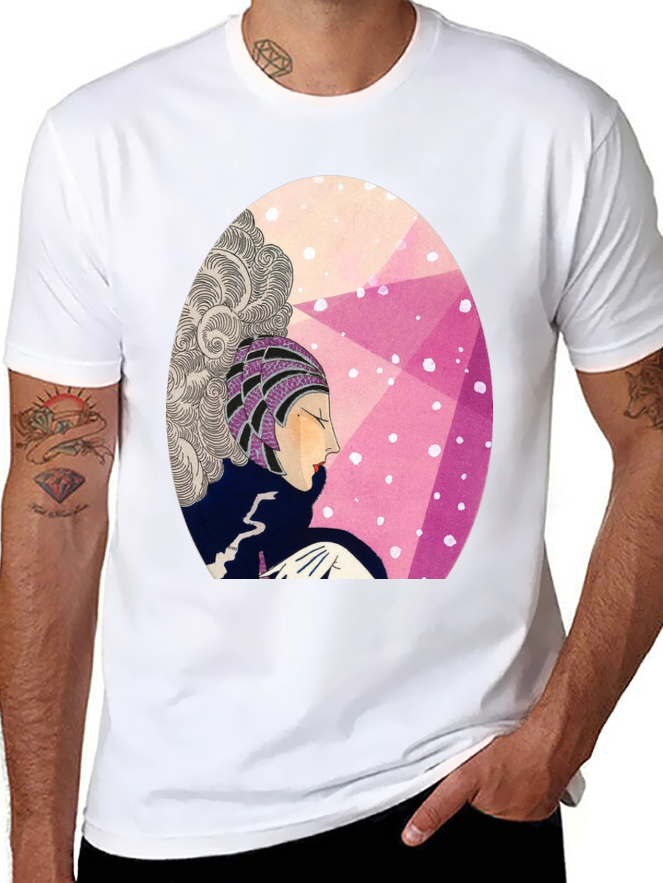Camiseta Negra con Diseño Art Deco Femenino