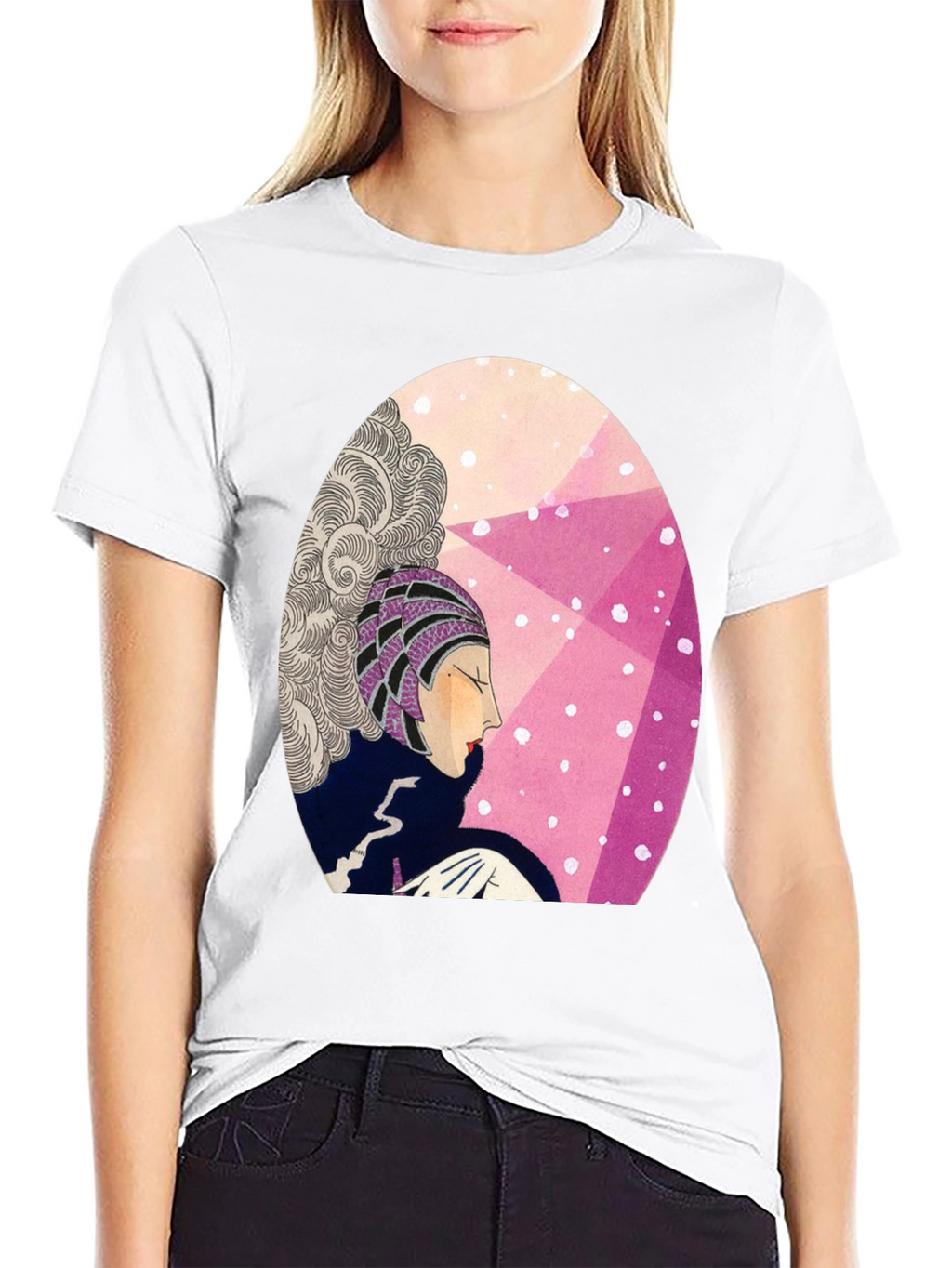 Camiseta Negra con Diseño Art Deco Femenino