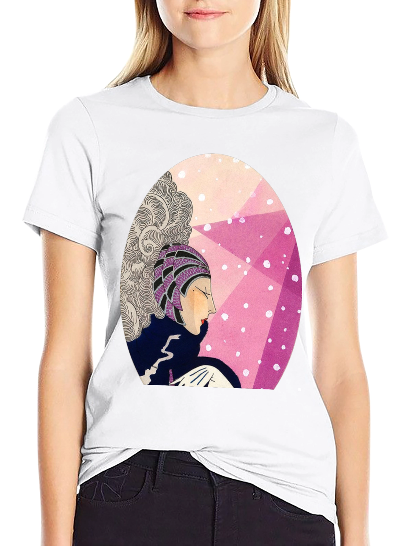 Camiseta Negra con Diseño Art Deco Femenino