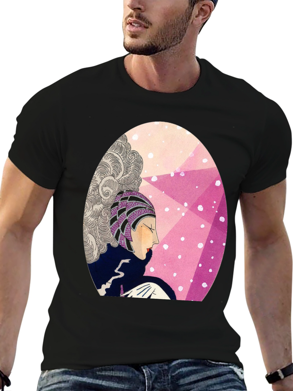 Camiseta Negra con Diseño Art Deco Femenino