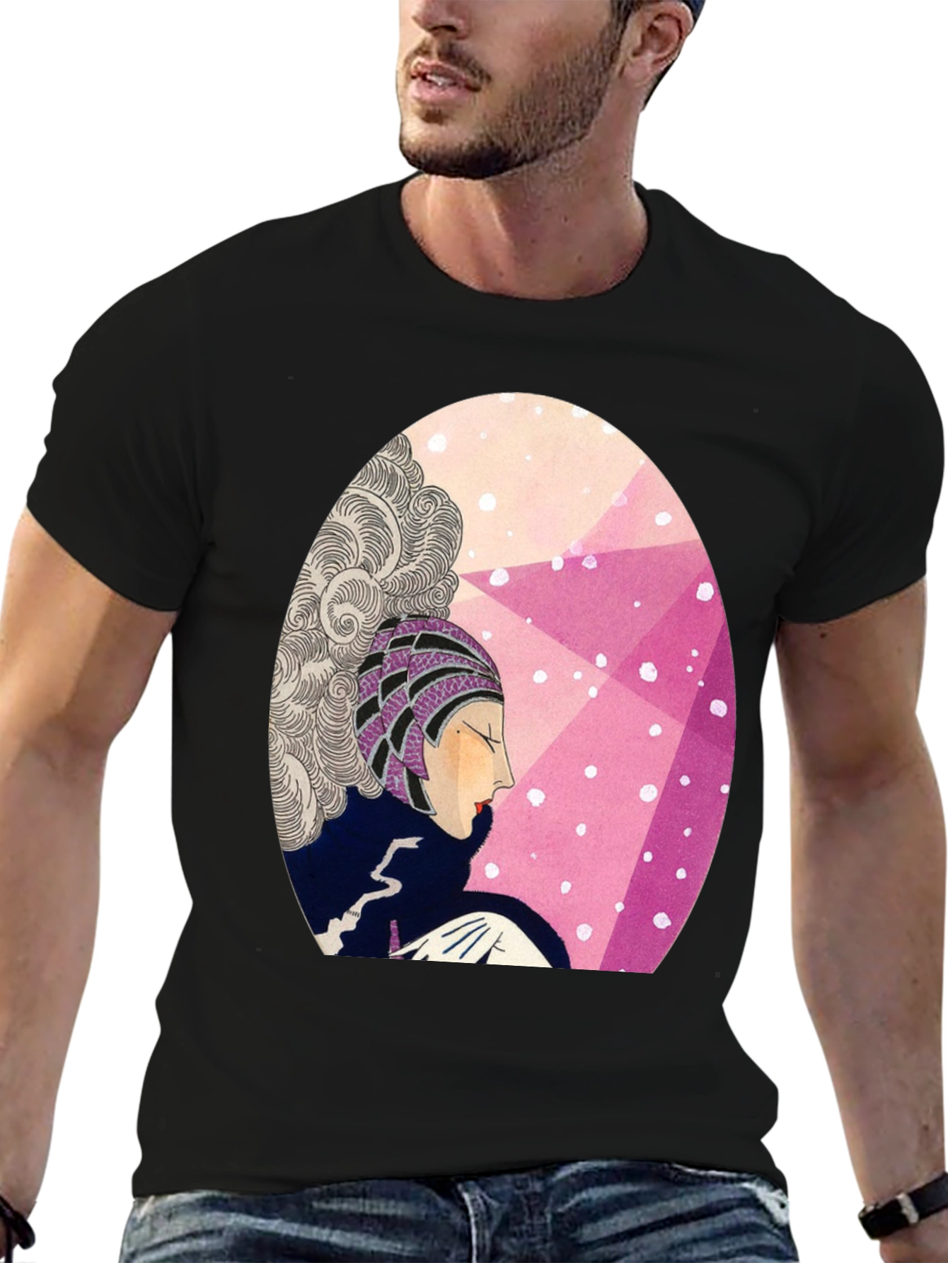 Camiseta Negra con Diseño Art Deco Femenino