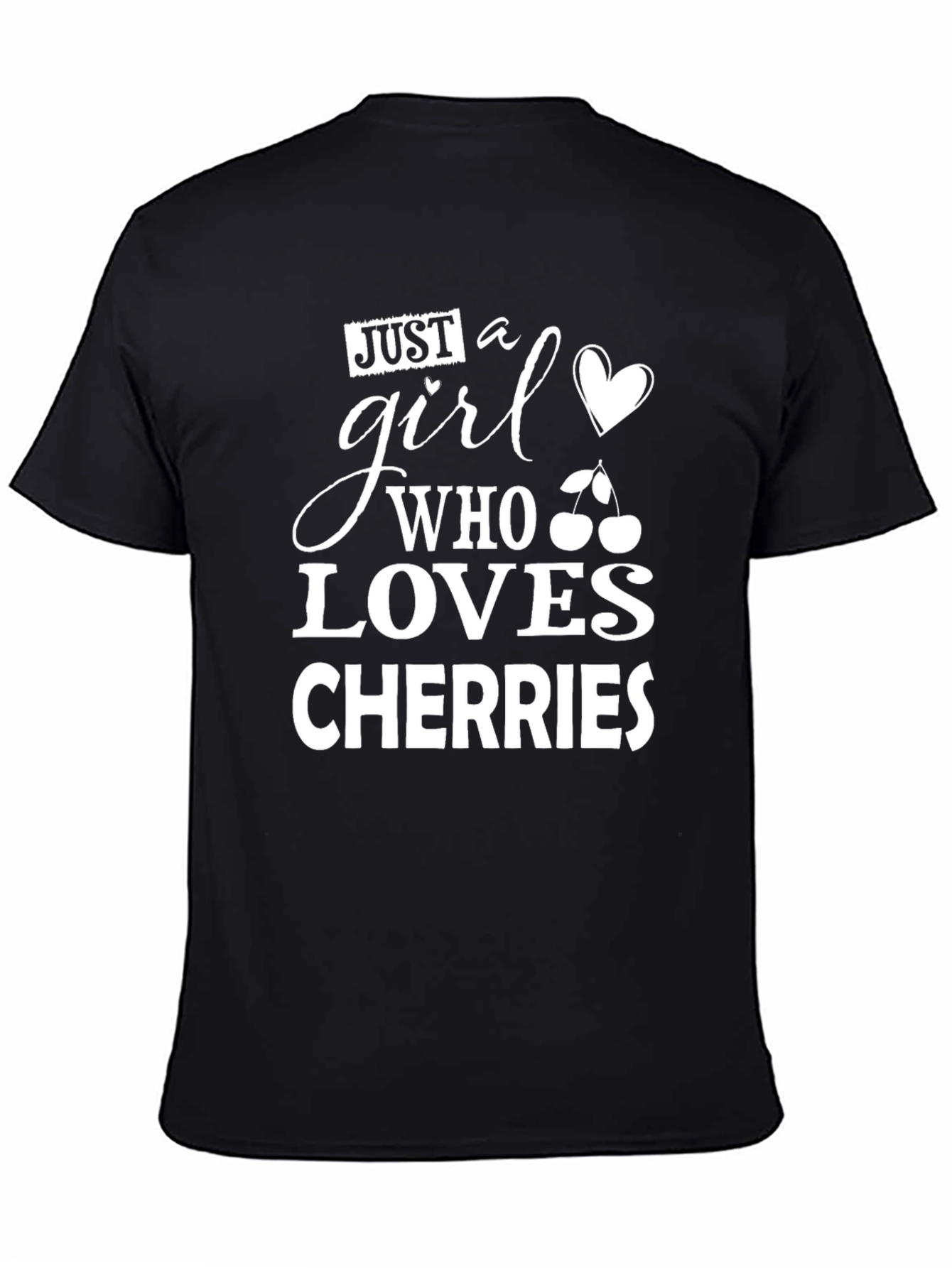 Camiseta Negra Amo las Cerezas para Mujer
