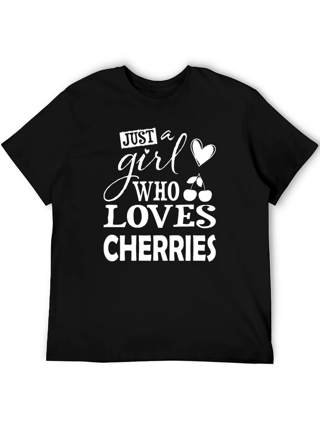 Camiseta Negra Amo las Cerezas para Mujer