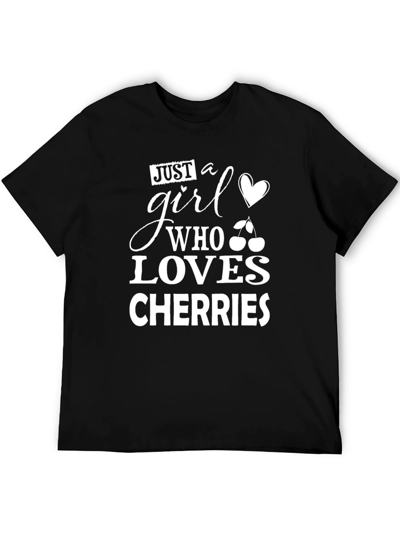 Camiseta Negra Amo las Cerezas para Mujer