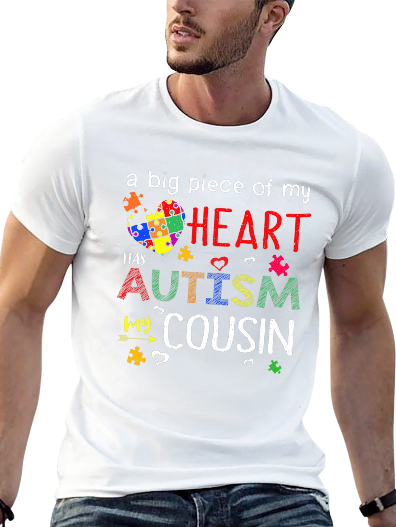 Camiseta Negra Autismo un Pedazo de mi Corazón