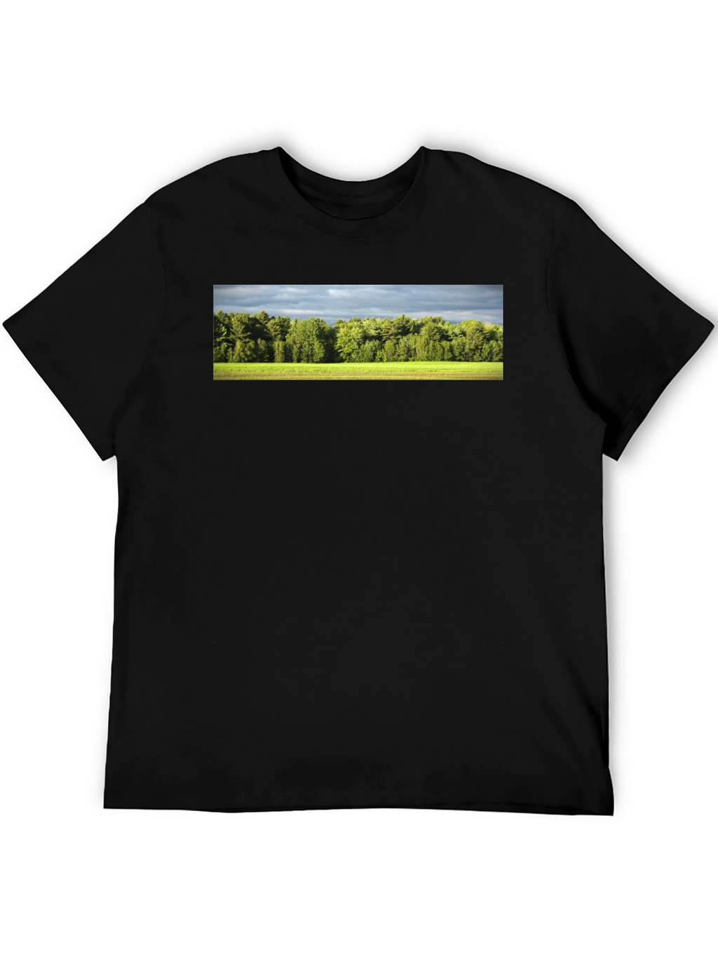 Camiseta Negra con Diseño de Paisaje