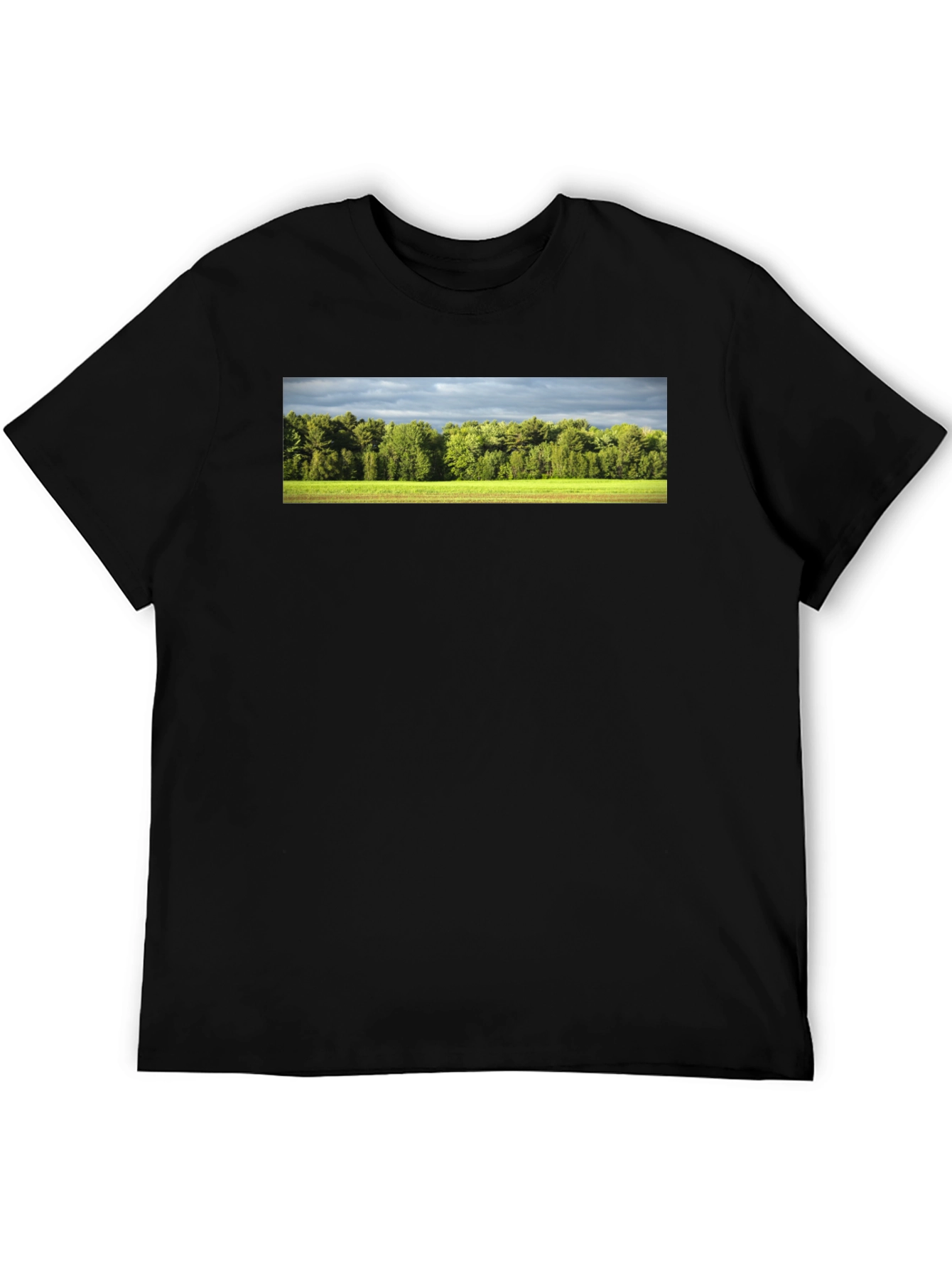 Camiseta Negra con Diseño de Paisaje