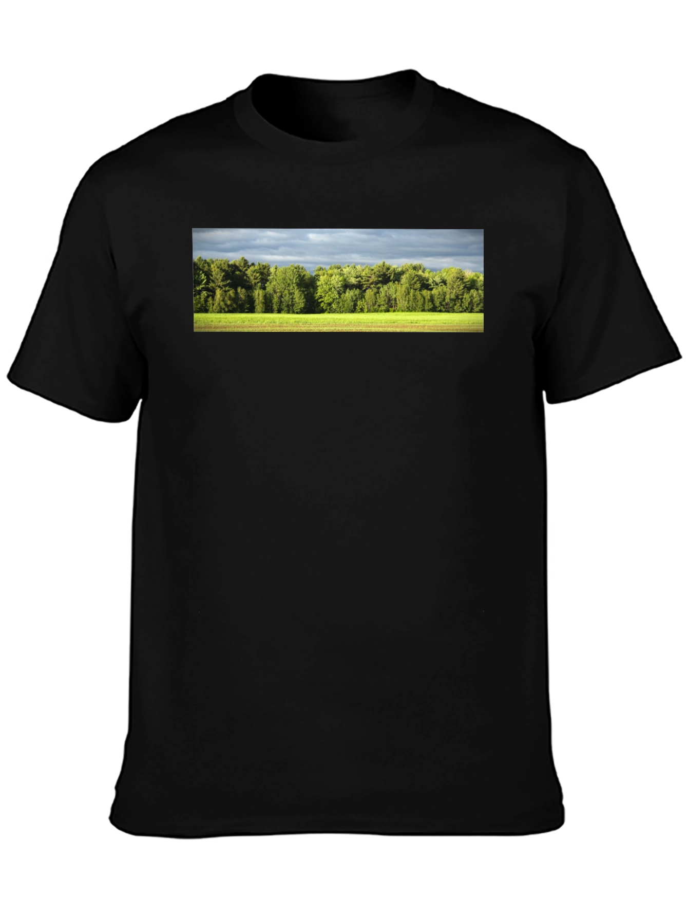 Camiseta Negra con Diseño de Paisaje