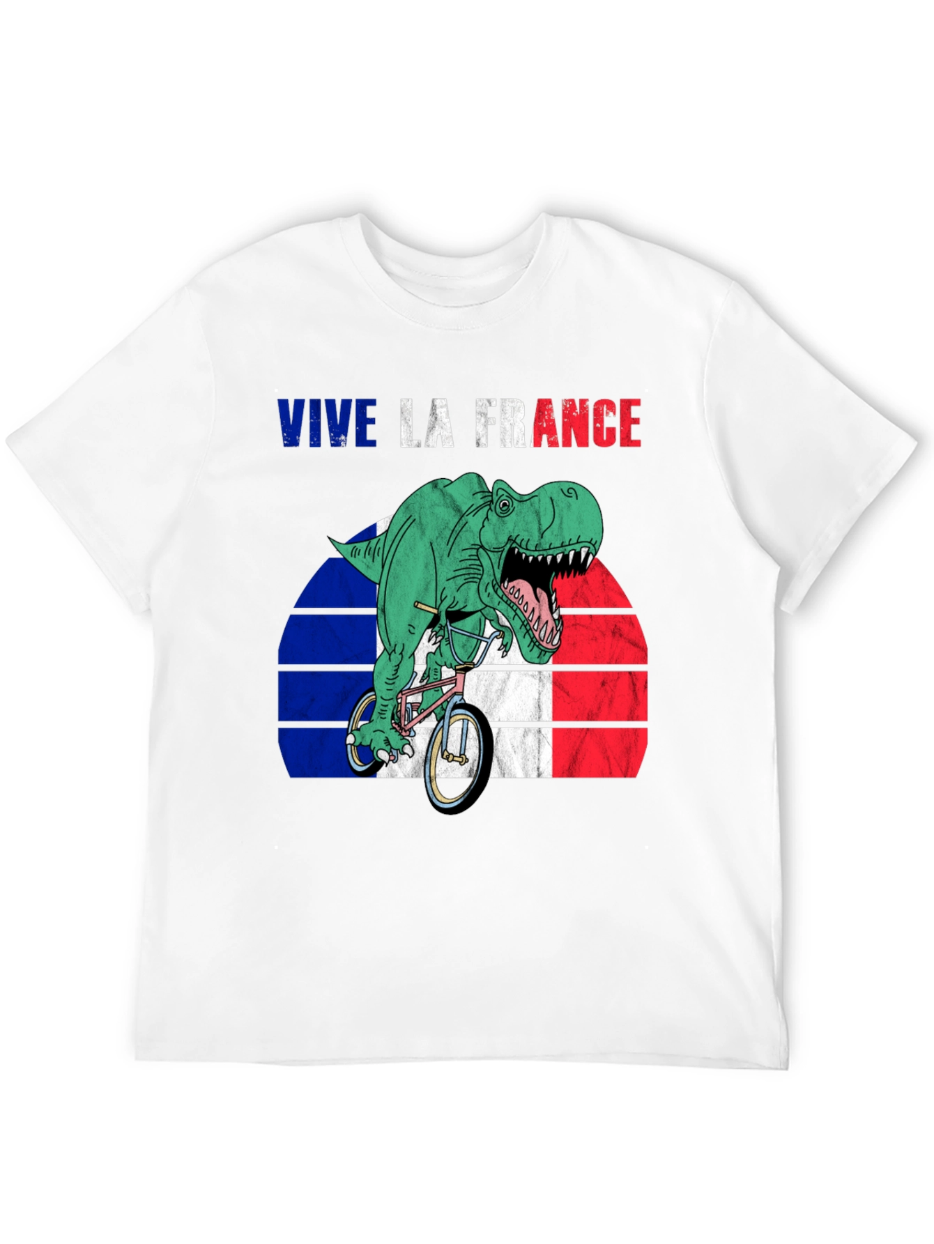 Camiseta Hombre Vive la France Dinosaurio Ciclista