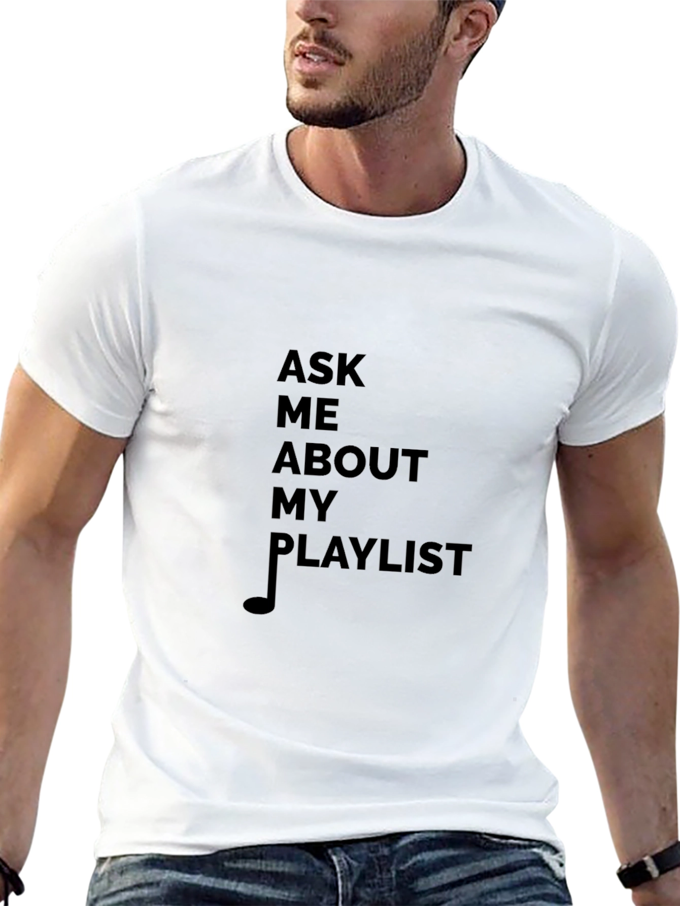 Camiseta Negra Ask Me About My Playlist