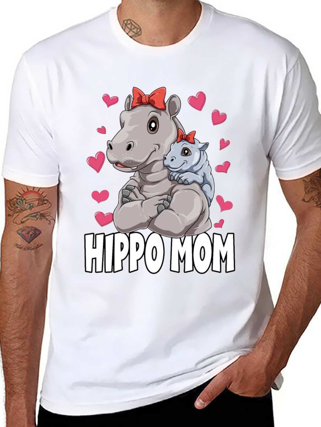 Camiseta Hippo Mom Negra para Hombre