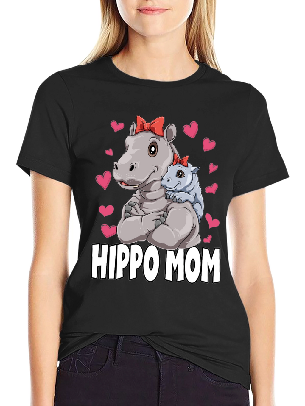 Camiseta Hippo Mom Negra para Hombre