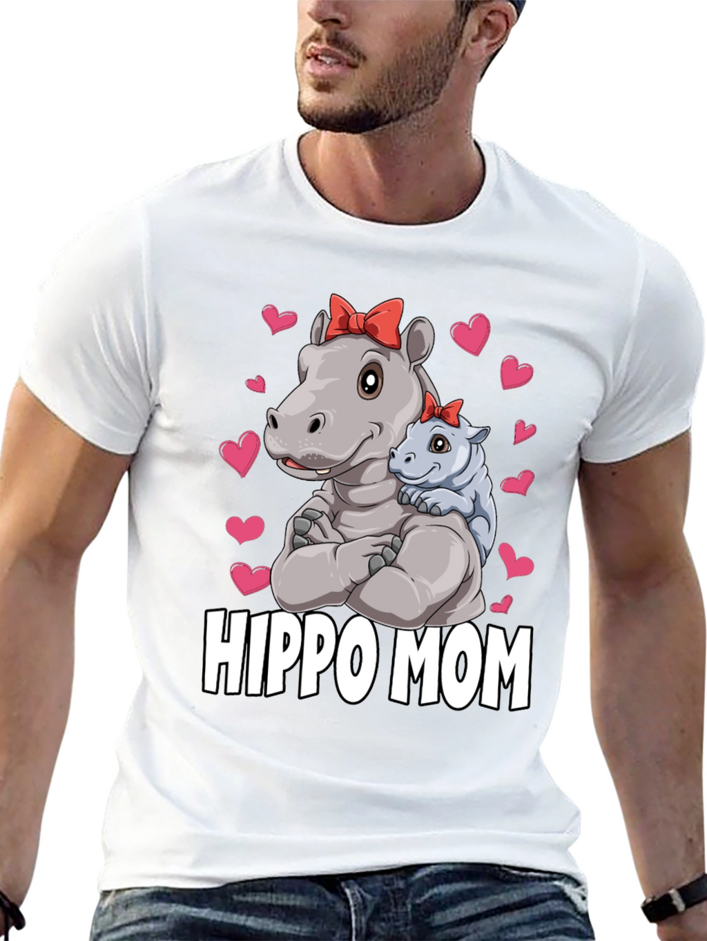 Camiseta Hippo Mom Negra para Hombre