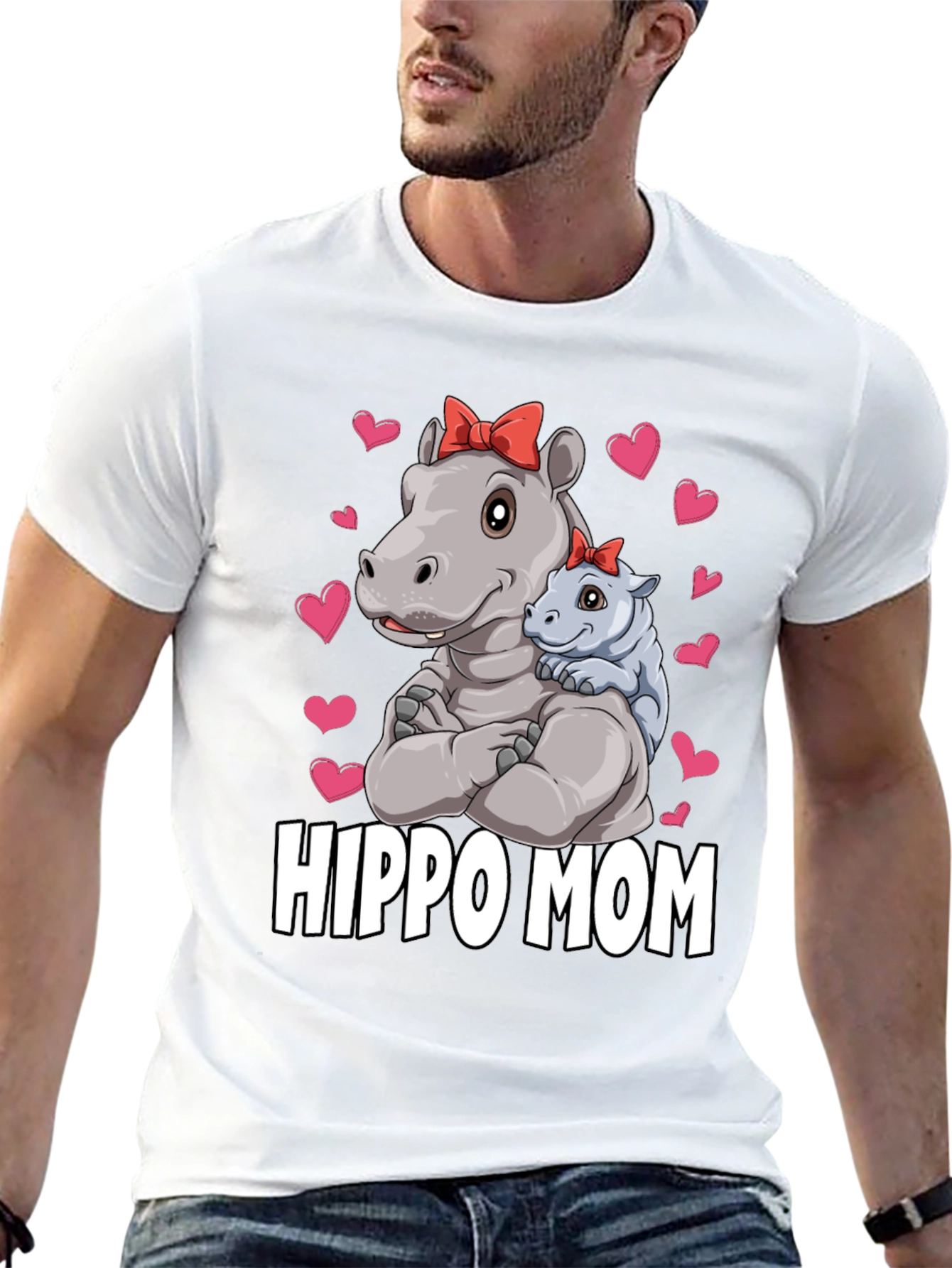 Camiseta Hippo Mom Negra para Hombre