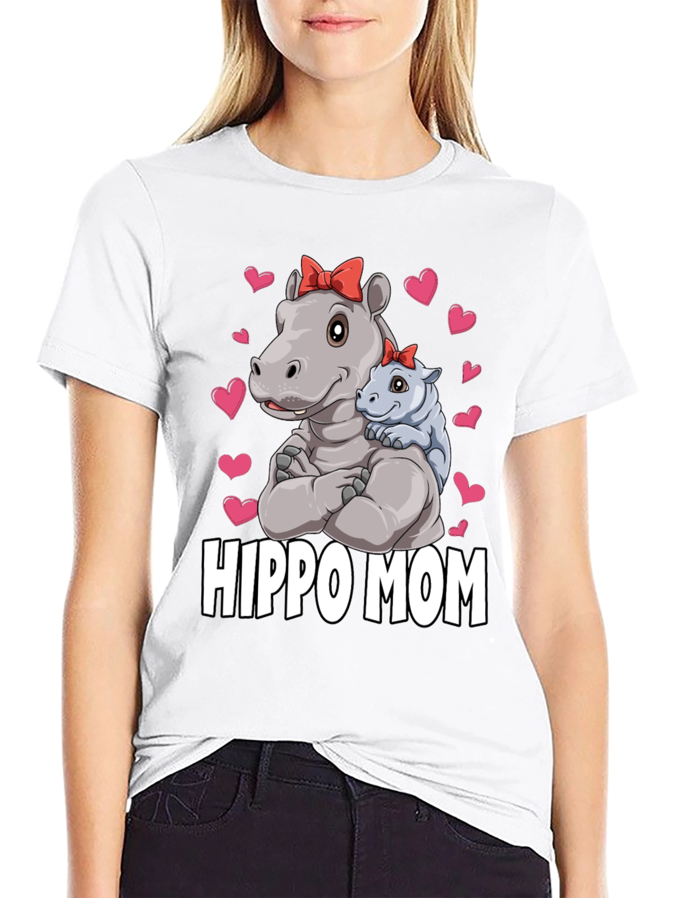 Camiseta Hippo Mom Negra para Hombre