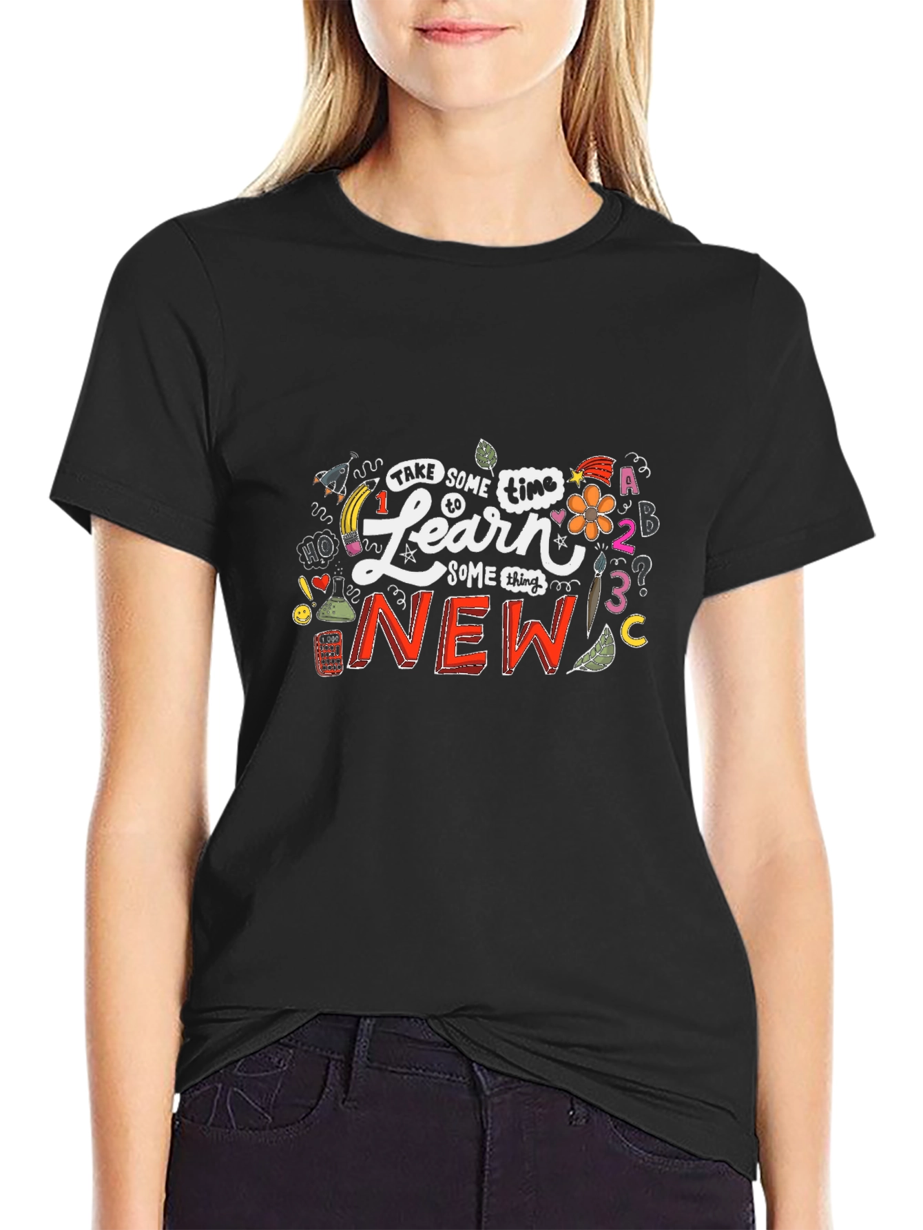 Camiseta Negra con Diseño de Aprendizaje