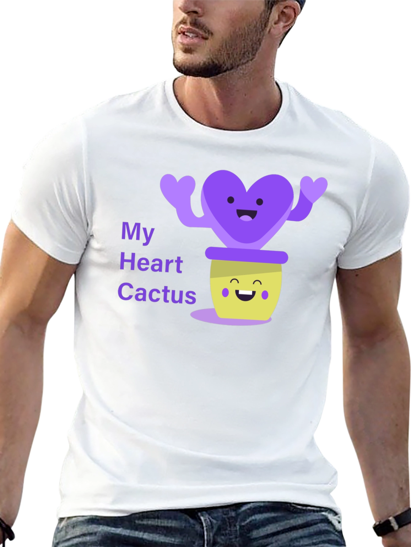 Camiseta Negra con Diseño de Corazón Cactus