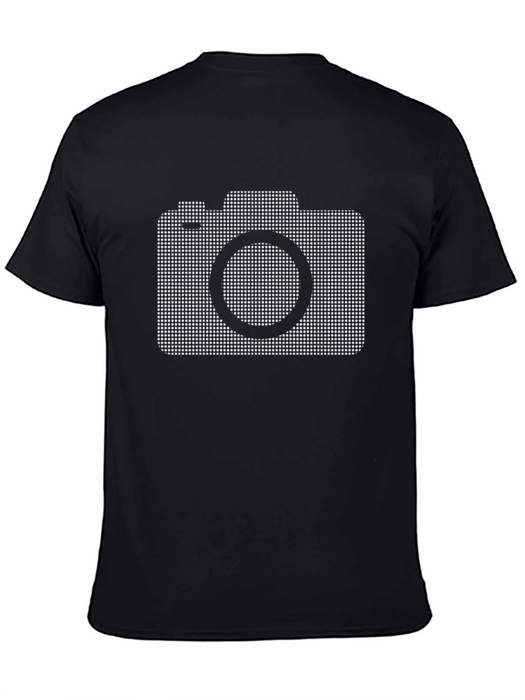 Camiseta Negra con Diseño de Cámara Fotográfica