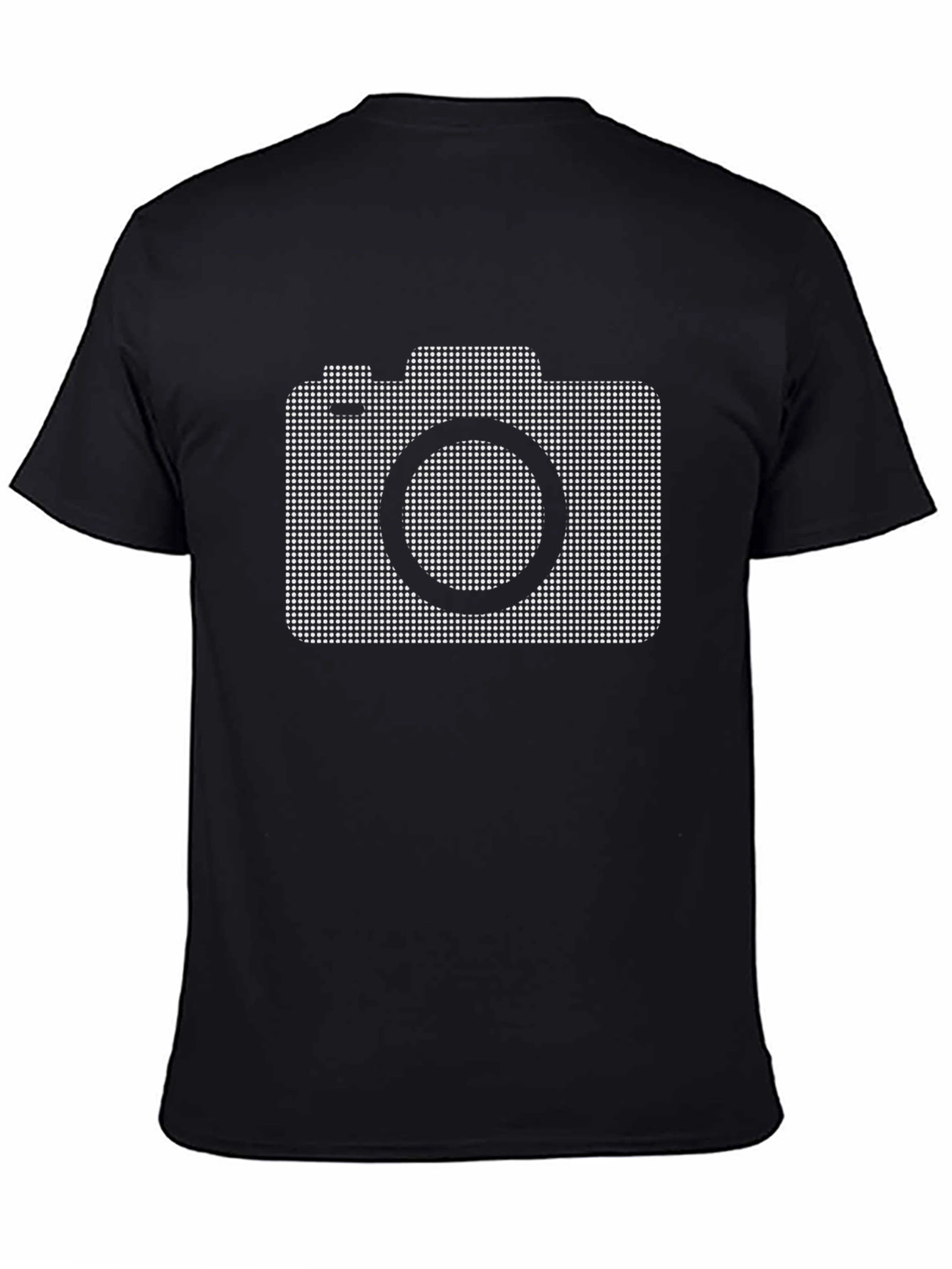 Camiseta Negra con Diseño de Cámara Fotográfica