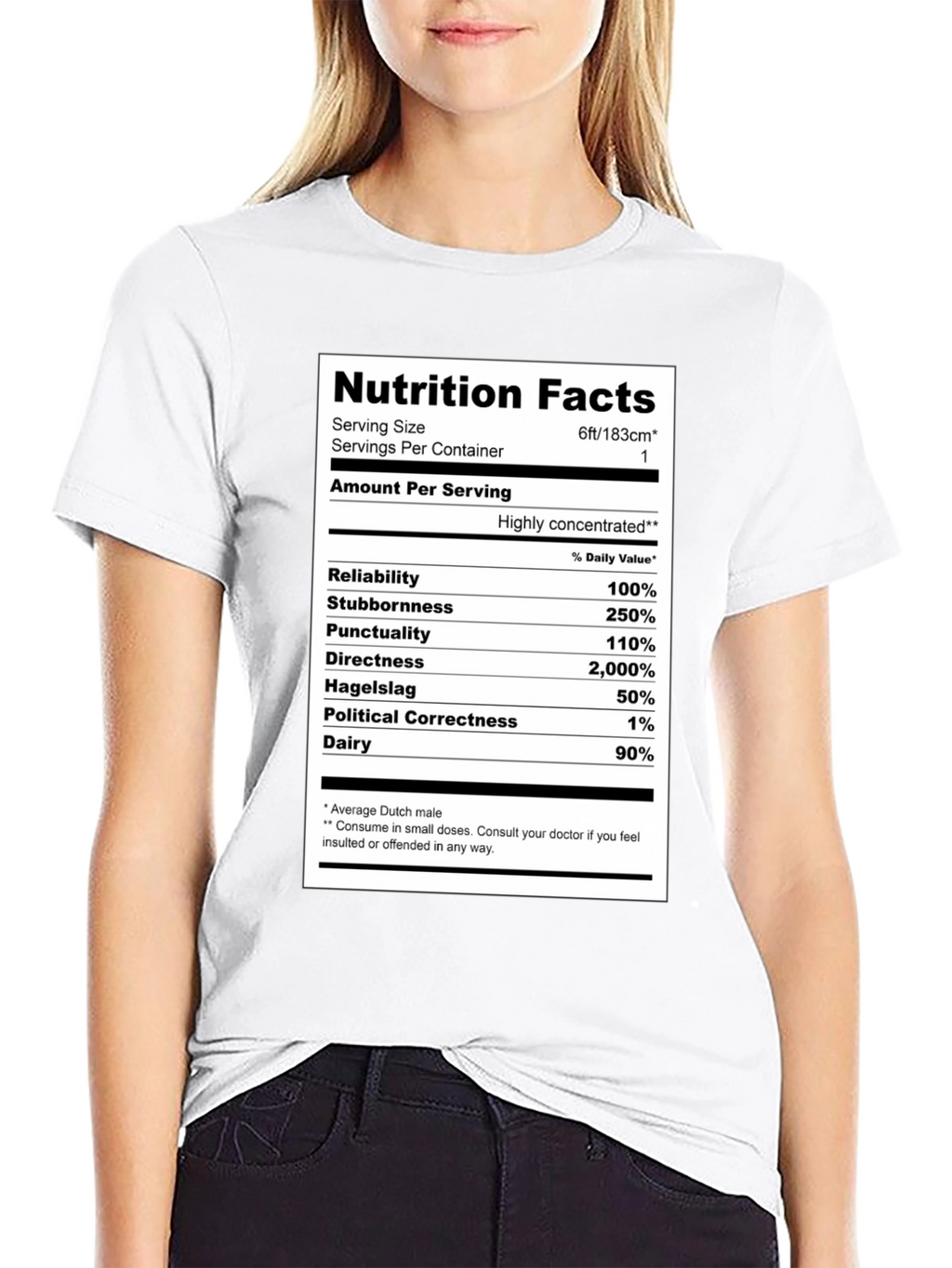 Camiseta Hombre: Datos Nutricionales Holandés