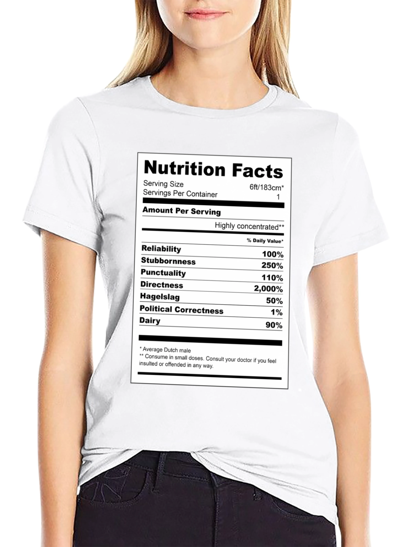Camiseta Hombre: Datos Nutricionales Holandés