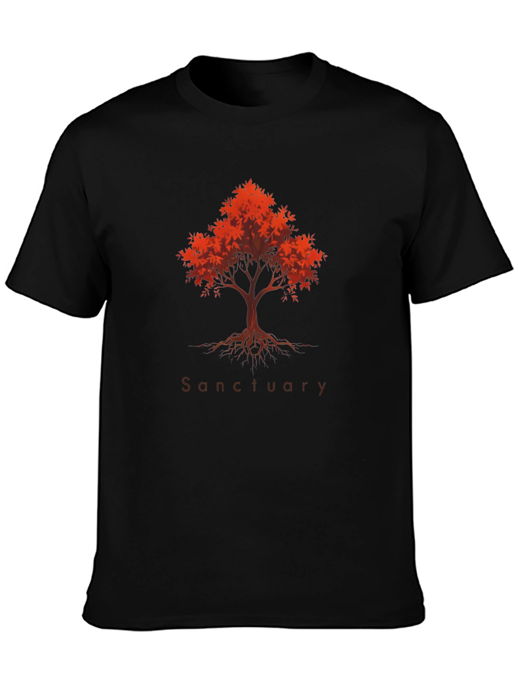 Camiseta Negra Árbol Santuario Otoñal