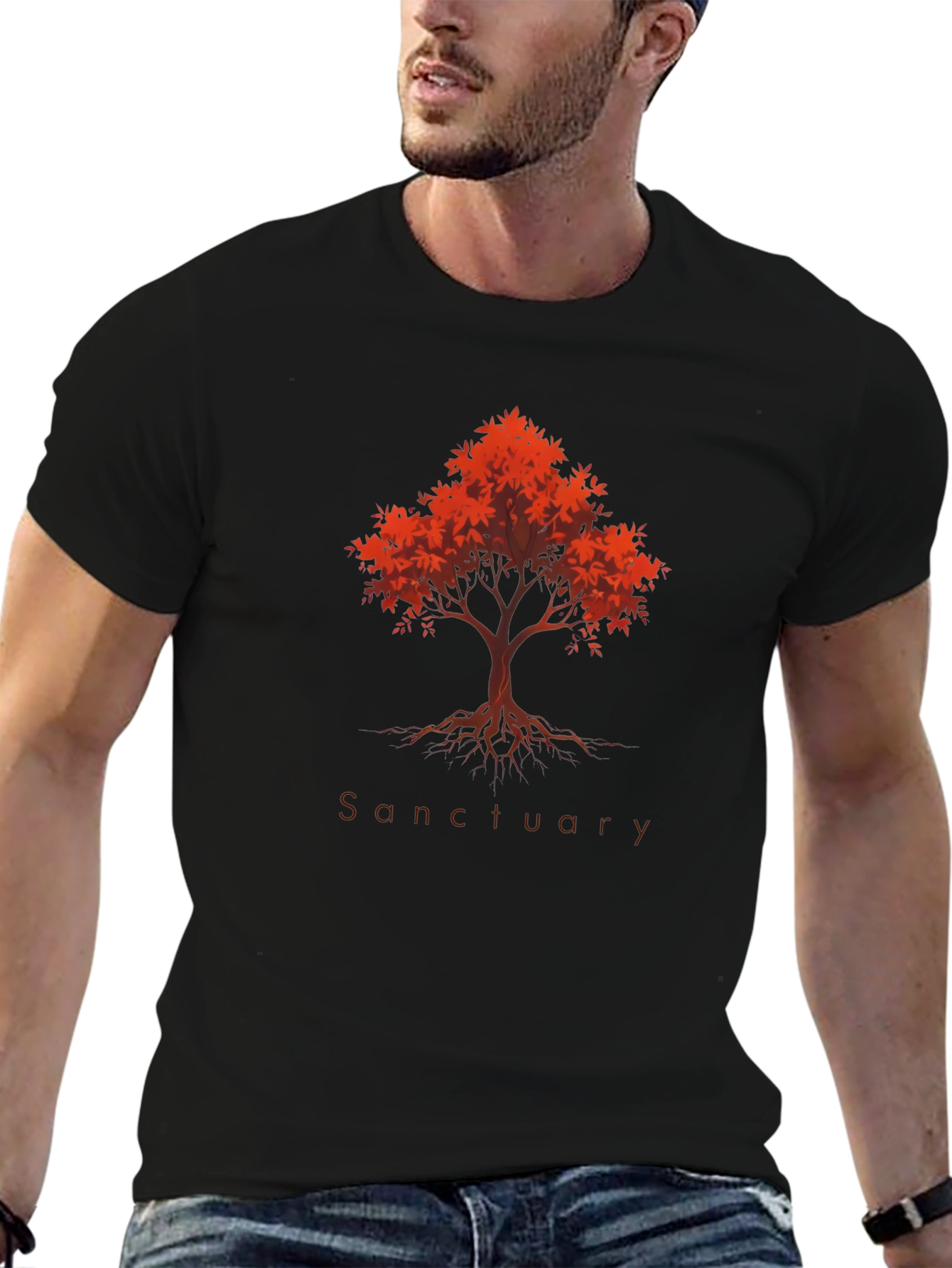 Camiseta Negra Árbol Santuario Otoñal