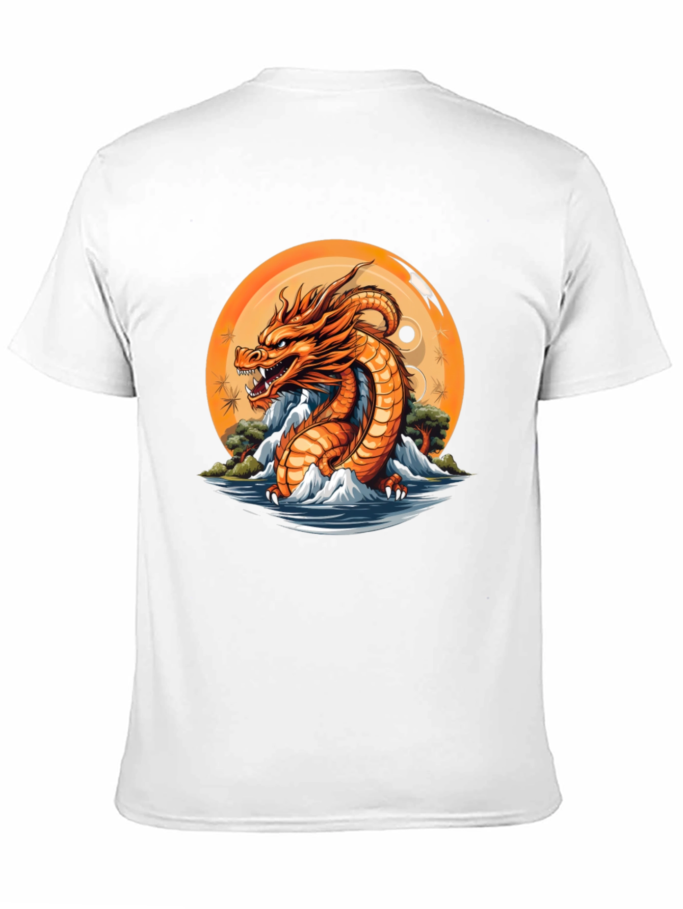 Camiseta Negra con Diseño de Dragón Oriental