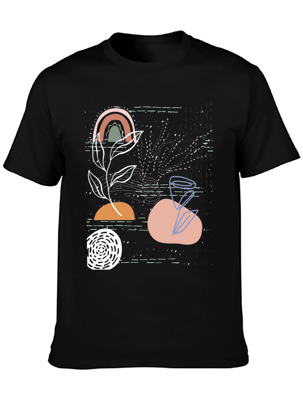 Camiseta Negra con Diseño Abstracto Moderno