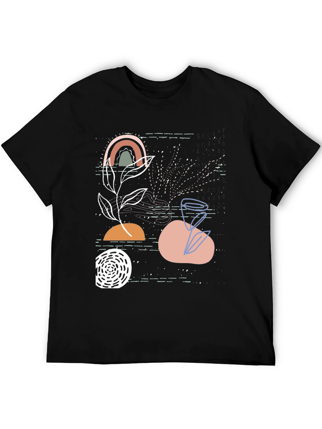 Camiseta Negra con Diseño Abstracto Moderno