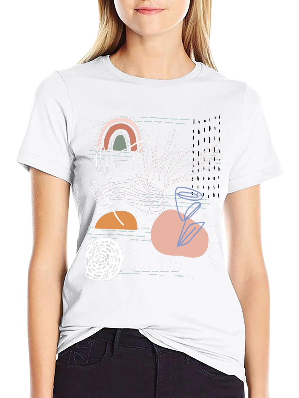 Camiseta Negra con Diseño Abstracto Moderno