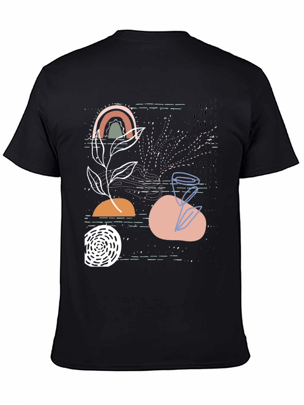 Camiseta Negra con Diseño Abstracto Moderno